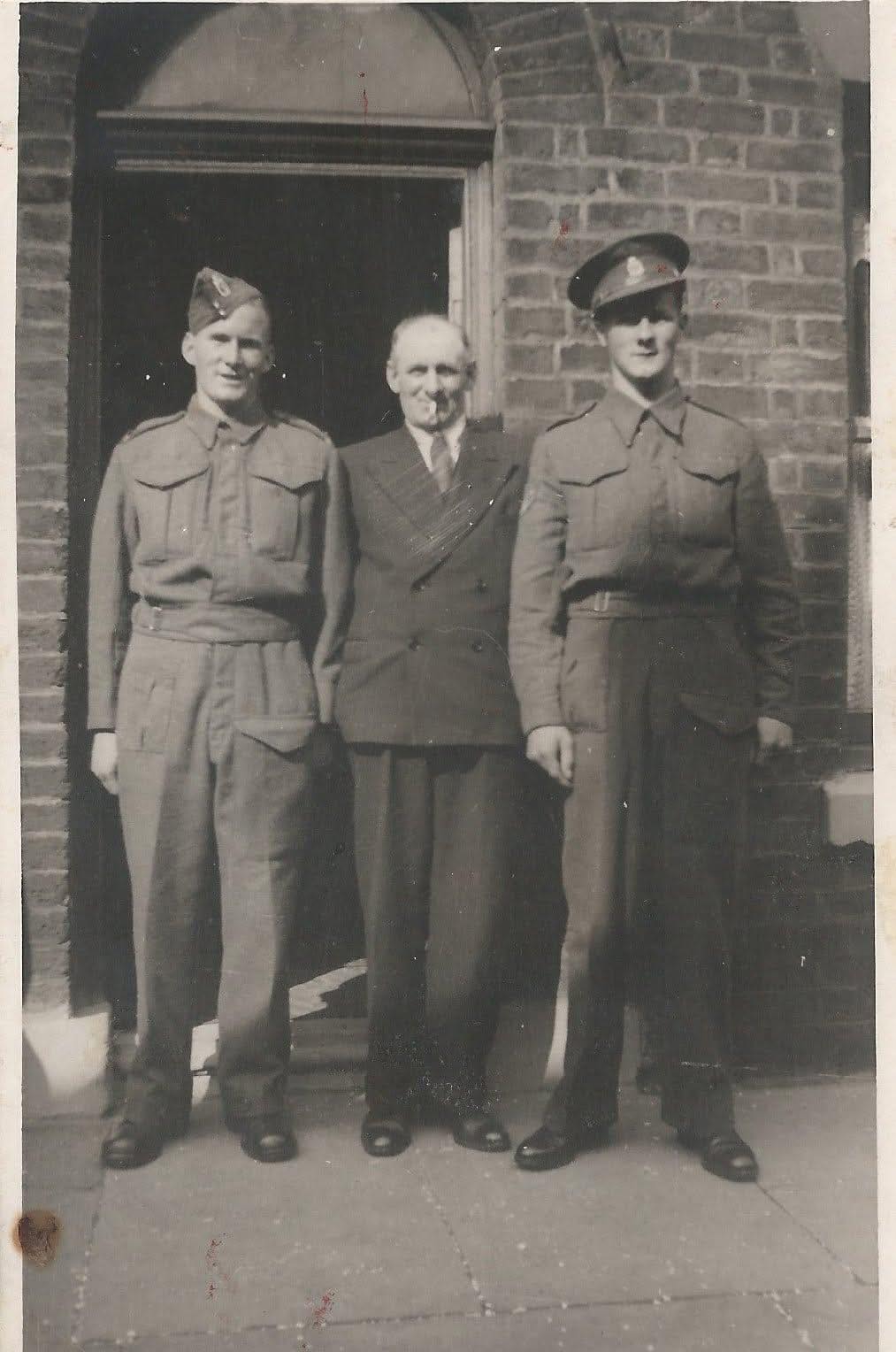 Remembrance Day Thoughts

This is my maternal Great-Grandfather, Grandfather (William Ratcliffe Whitney) on the left and Great-Uncle (Fred Whitney) preparing to depart for war during WWII. 

This photo was taken on August 7, 1940 in London, England. 

My paternal Grandfather (Henry Chamberlain), who I did not know, also fought in WWII for the Australian Army out of Sydney, Australia.

On this day I am especially thankful to my family, and all other families, who have sacrificed for the freedoms we enjoy today. 

Take a moment today to reflect on all that you have to be thankful for and remember your ancestors and all that they have endured and done for us!