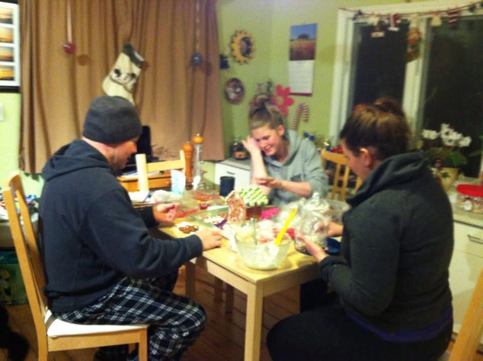 Love our holiday memories. This is from 12 years ago! Bevan and I will be decorating our Gingerbread Houses on Christmas Eve.